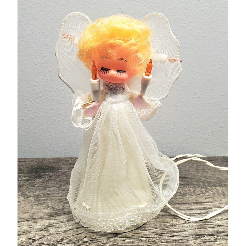 Vtg Angel Tree Topper Doll Lighted MCM 8 1/2" Retro Christmas Decor 60s NOS Box